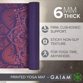 Gaiam Yoga Mat Premium Print Extra Thick Non Slip Exercise Fitness Mat For All Types Of Yoga Pilates Floor Workouts Radian