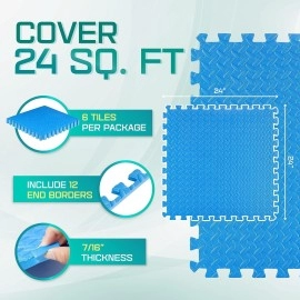 Yes4All Interlocking Foam Floor Matsgym Floor Mats With Eva Interlocking Tiles 24 Square Feet Blue 6 Tiles