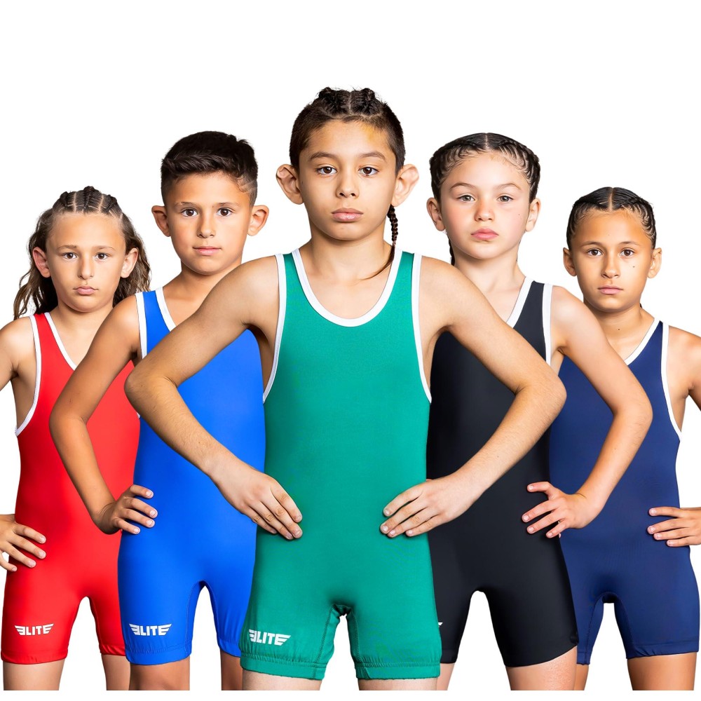 Elite Sports Kids Wrestling Youth Singlet Standard Boys Wrestling Singlets Green Small