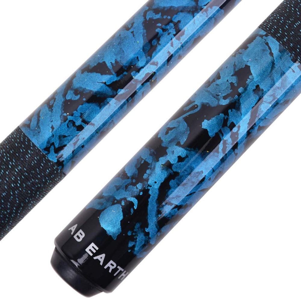 AB Earth 58 inch Hand-Painted Series 2-Piece Billaird Pool Cue Stick with Irish Linen Wrap (Blue, 19oz)