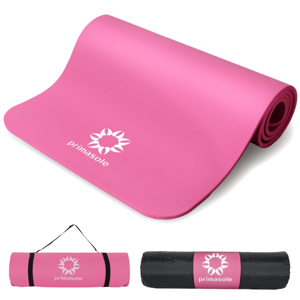 Primasole 12 Thick Exercise Mat With Carry Strap Case Mat For Yoga Pilates Fitness At Home And Gym 72 L X 24 W Azalea Pin