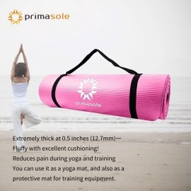 Primasole 12 Thick Exercise Mat With Carry Strap Case Mat For Yoga Pilates Fitness At Home And Gym 72 L X 24 W Azalea Pin