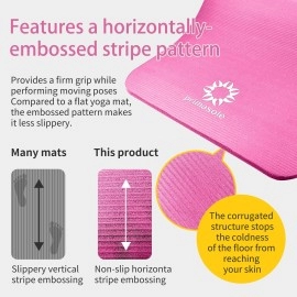 Primasole 12 Thick Exercise Mat With Carry Strap Case Mat For Yoga Pilates Fitness At Home And Gym 72 L X 24 W Azalea Pin