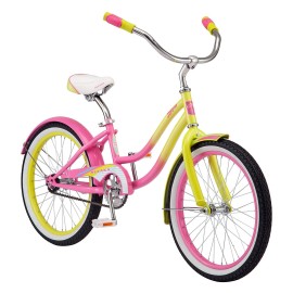 Kulana Lakona Shore Youth Beach Cruiser Bike 20Inch Wheels Single Speed Pinkyellow Model Number R0901Az