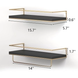 Wall Mounted Floating Shelf with golden Towel Rack(D0102H5U2S2)