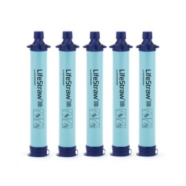 Lifestraw Personal Water Filter For Hiking Camping Travel And Emergency Preparedness 5 Pack Blue