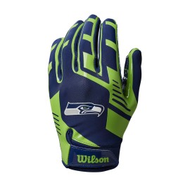 Wilson Nfl Stretch Fit Football Gloves Adult Seattle Seahawks