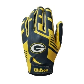 Wilson Nfl Stretch Fit Football Gloves Youth Green Bay Packers