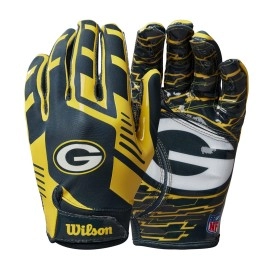 Wilson Nfl Stretch Fit Football Gloves Youth Green Bay Packers