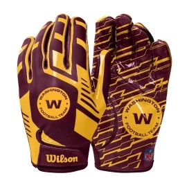 Wilson Nfl Stretch Fit Football Gloves Youth Washington Commanders