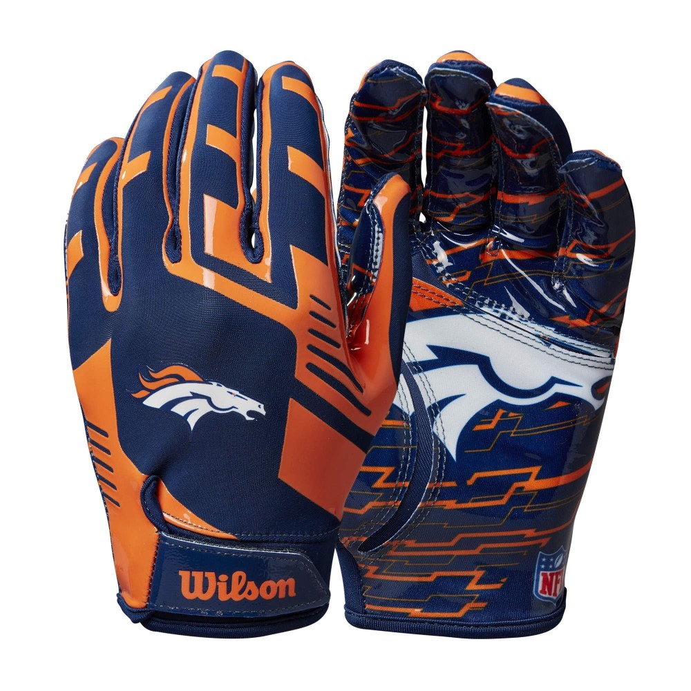 Wilson Nfl Stretch Fit Football Gloves Youth Denver Broncos