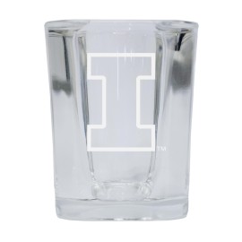 Illinois Fighting Illini 2 Ounce Square Shot Glass laser etched logo Design 2-Pack