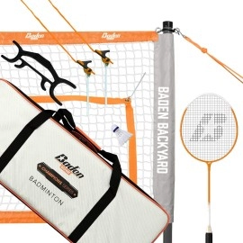 Baden Champions Portable Badminton Set Regulation Net 4 Racquets 3 Shuttlecocks Boundary Carry Bag Ideal For Backyard F