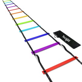 Yes4All Agility Ladder Speed Training Equipment Speed Ladder For Kids And Adults With Carry Bag 12 Rungs Rainbow