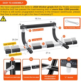 Ally Peaks Pull Up Bar Thickened Steel Pipe Super Heavy Duty Steel Frame Upper Workout Bar Multigrip Strength For Doorway In