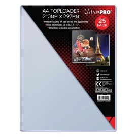 Toploader - A4 Size - 210mm x 297mm - 8.3x11.7 (25 per pack)