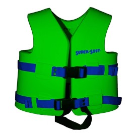 TRC Recreation Super Soft Vinyl Coated Foam USGC Approved Kids Child Life Jacket Safety Vest for Swimming, Small, Fierce Green