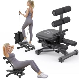 Besvil Steppers For Exercise At Home Stair Stepper With Resistance Bands Ab Crunch Machine For Stomach Workout Djustable Situp