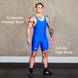 Elite Sports Mens Wrestling Singlets Standard Singlet For Men Wrestling Uniform Blue 4Xlarge Blue 4Xlarge