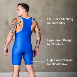 Elite Sports Mens Wrestling Singlets Standard Singlet For Men Wrestling Uniform Blue 4Xlarge Blue 4Xlarge