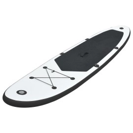 vidaXL Inflatable Stand Up Paddleboard Set - Ideal for Learning, Recreational Paddling, and Small Wave Riding - Easy Inflate/Deflate, Durable and Puncture-Proof, with Convenient Carry Bag, Black a...