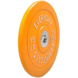 Balancefrom Color Coded Olympic Bumper Plate Weight Plate With Steel Hub 15Lb Pair