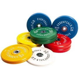 Balancefrom Color Coded Olympic Bumper Plate Weight Plate With Steel Hub 15Lb Pair