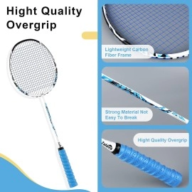 Professional Badminton Rackets Lightweight Badminton Racquets Set Zalava Badminton Set 4 Pack Carbon Fiber 3 Shuttlecocks 2 P