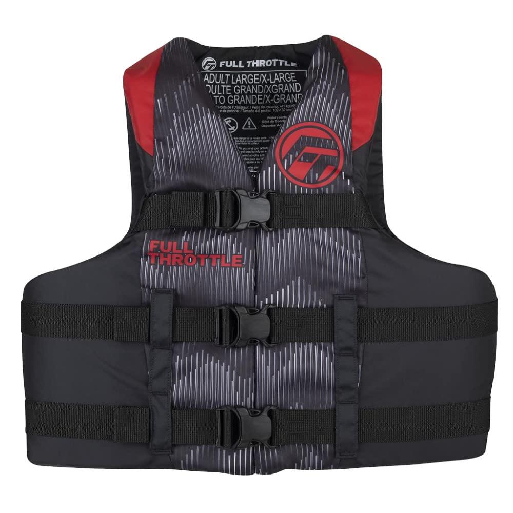 Full Throttle Adult Nylon Life Jacket Red 4X7X