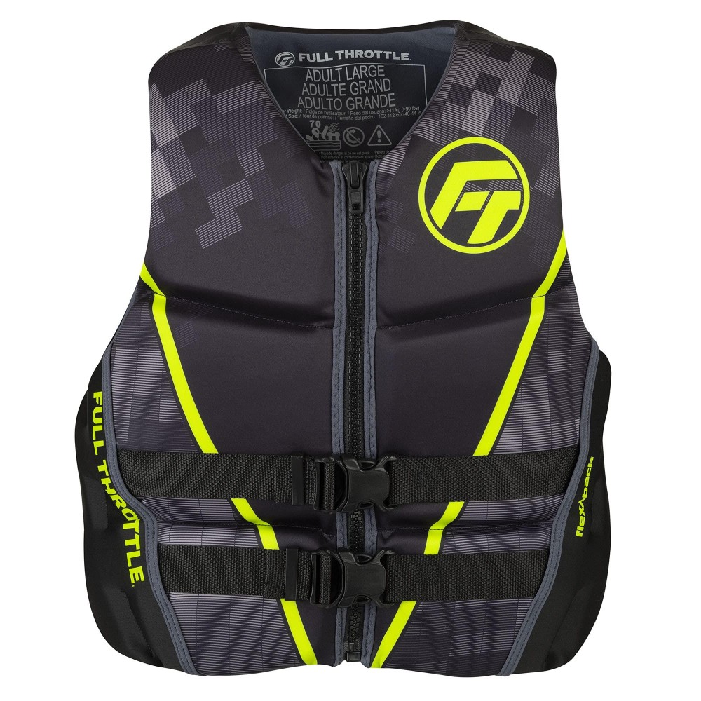 Full Throttle Adult Rapid Dry Flex Back Life Jacket Green Large