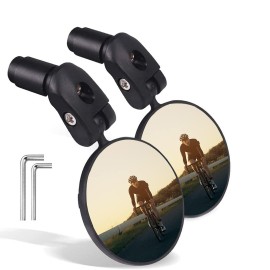 Lwpitty Bike Mirrors 2Pcs Bar End Bicycle Mirrors For Handlebars Bicycle Cycling Lightweight Rear View Mirrors Safe Rearview Mi