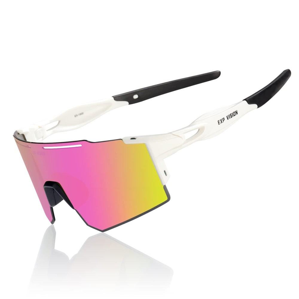 Exp Vision Polarized Cycling Glasses Uv 400 Sports Sunglasses Biking Goggles Running Hiking Golf Fishing Driving Pink