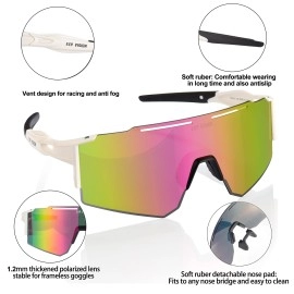 Exp Vision Polarized Cycling Glasses Uv 400 Sports Sunglasses Biking Goggles Running Hiking Golf Fishing Driving Pink