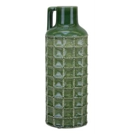 Melrose International 82289 6 x 15.5 in. Terra Cotta Bottle, Green & White