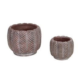 Deco Leaf Cement Flower Pot Set Of 2