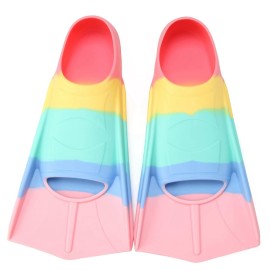 Foyinbet Kids Swim Fins,Short Youth Fins Swimming Flippers for Lap Swimming and Training for children,girls,Boys (Macaron, Small)