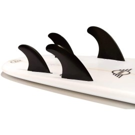 Dorsal Surfboard Fins Flexcore Surfboard Quad Set 4 Fut Compatible Base Glass Filled Black