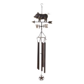 Accent Plus Iron Weathervane Windchime Outdoor Chimes For Yard Garden 45X1175X7 Iron Pig