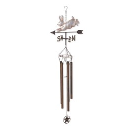 Accent Plus Iron Weathervane Windchime Outdoor Chimes For Yard Garden 45X1175X7 Silver Rabbit