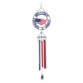 Accent Plus Iron Weathervane Windchime Outdoor Chimes For Yard Garden 45X95X475 Patriotic Welcome