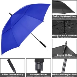 Mrtlloa Automatic Open Golf Umbrella 626872 Inch Extralarge Oversized Double Canopy Vented Windproof Waterproof Stick Rain G