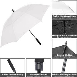 Mrtlloa Automatic Open Golf Umbrella 626872 Inch Extralarge Oversized Double Canopy Vented Windproof Waterproof Stick Rain G