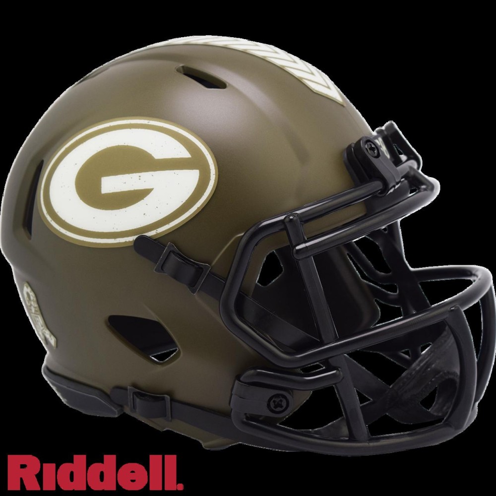 Green Bay Packers Helmet Riddell Replica Mini Speed Style Salute To Service