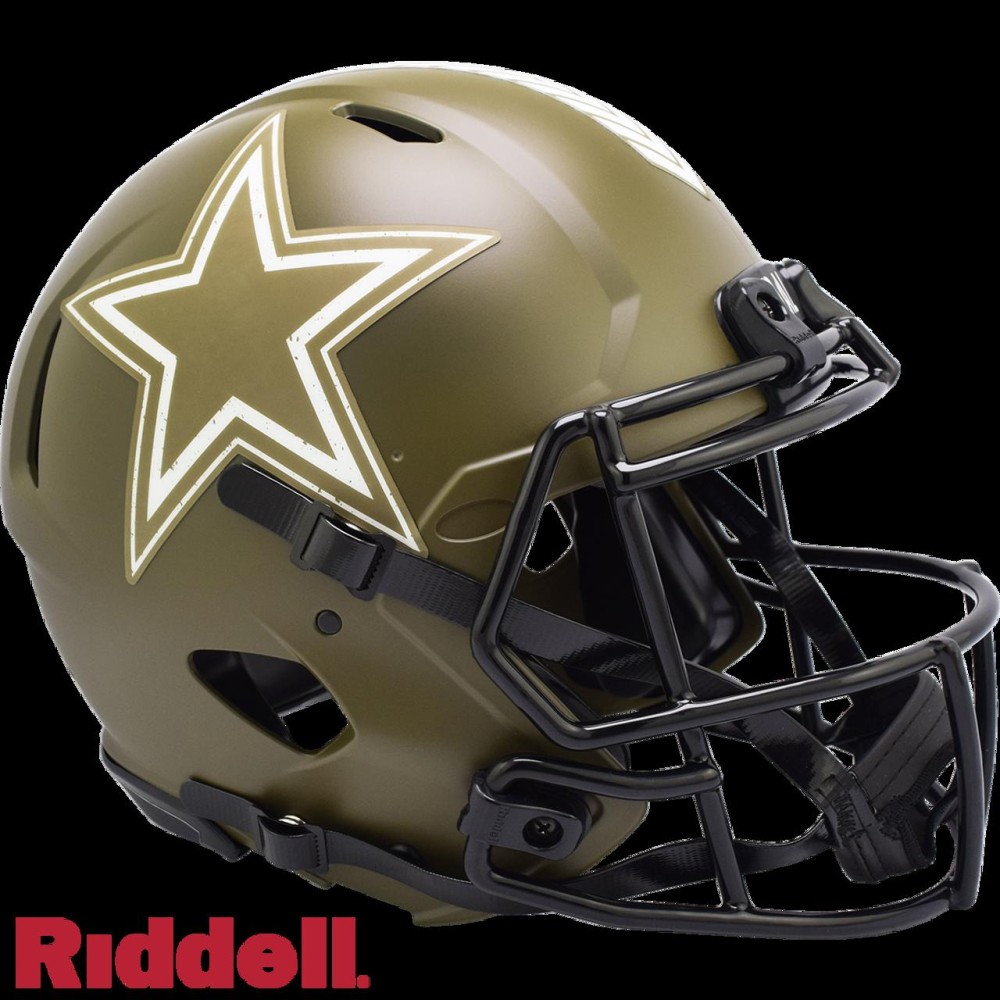 Dallas Cowboys Helmet Riddell Authentic Full Size Speed Style Salute To Service