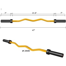 Solid Steel 47 coil Rod Barbell Standard Weight Bar Thread Non-Slip 300 lb capacity Weight Bar Yellow(D0102HIVULV)