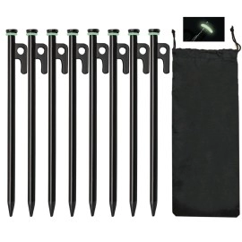 Tent Stakes 8Pcs 10In Heavy Duty Forged Steel Tent Stakes Storage Pouch Metal Tent Stakes Metal Stakes For Tent Used On Rock