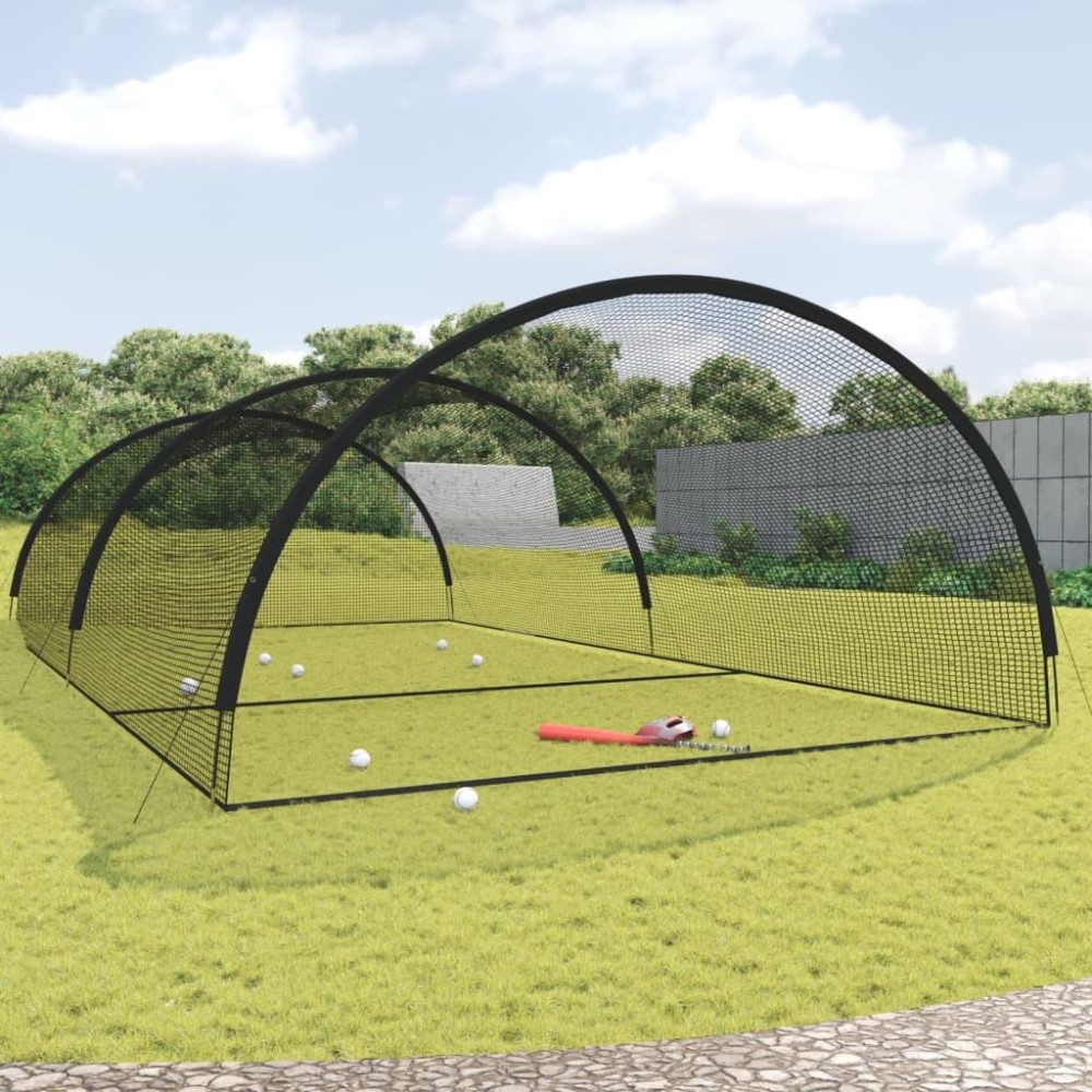 vidaXL Baseball Batting Cage Net Black 900x400x250 cm Polyester