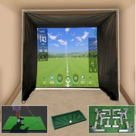 5x10x10 Tour Simulator Golf Net Frame Kit, 5x5 TeeLine Golf Mat, & Ball Tray