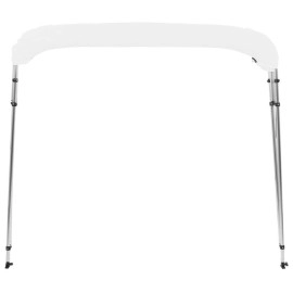 vidaXL 4-Bow Bimini Top in White | Durable, Adjustable Width Canopy | Made of 100% polyester with PU coating | UV, Water-Resistant | Assembly Required | Stainless Steel Hardware Included