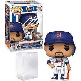 Francisco Lindor 78 Facsimile Signed Reprint Laser Autographed Funko Pop Baseball Mlb New York Mets Figurine With Protector C